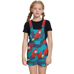 Rocket With Science Related Icons Image Kids  Short Overalls