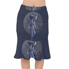 Illustration Drunk Astronaut Short Mermaid Skirt