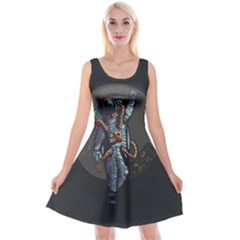 Illustration Drunk Astronaut Reversible Velvet Sleeveless Dress by Bedest