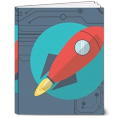 Rocket With Science Related Icons Image 8  x 10  Hardcover Notebook