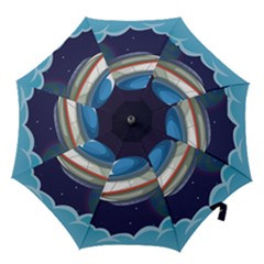 Ufo Alien Spaceship Galaxy Hook Handle Umbrellas (large) by Bedest