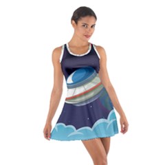 Ufo Alien Spaceship Galaxy Cotton Racerback Dress by Bedest