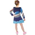 Ufo Alien Spaceship Galaxy Kids  Long Sleeve Velvet Dress View2