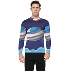 Ufo Alien Spaceship Galaxy Men s Long Sleeve Rash Guard by Bedest