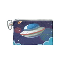 Ufo Alien Spaceship Galaxy Canvas Cosmetic Bag (small) by Bedest