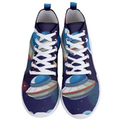 Ufo Alien Spaceship Galaxy Men s Lightweight High Top Sneakers by Bedest