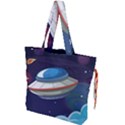 Ufo Alien Spaceship Galaxy Drawstring Tote Bag View1