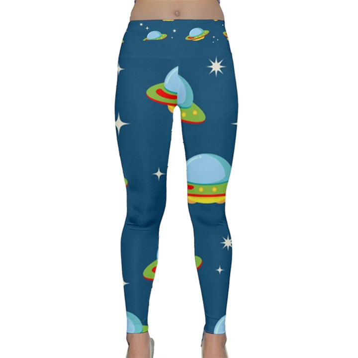 Seamless Pattern Ufo With Star Space Galaxy Background Classic Yoga Leggings