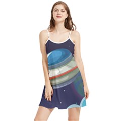 Ufo Alien Spaceship Galaxy Summer Frill Dress by Bedest