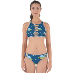 Seamless Pattern Ufo With Star Space Galaxy Background Perfectly Cut Out Bikini Set by Bedest