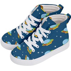 Seamless Pattern Ufo With Star Space Galaxy Background Kids  Hi-top Skate Sneakers by Bedest