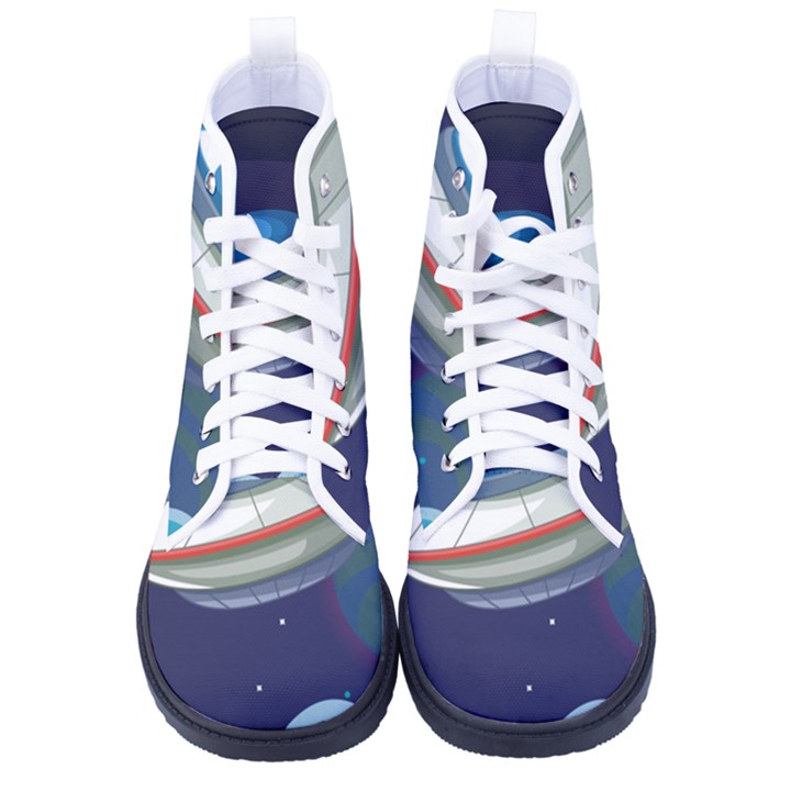 Ufo Alien Spaceship Galaxy Women s High-Top Canvas Sneakers