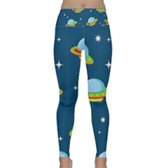 Seamless Pattern Ufo With Star Space Galaxy Background Lightweight Velour Classic Yoga Leggings by Bedest