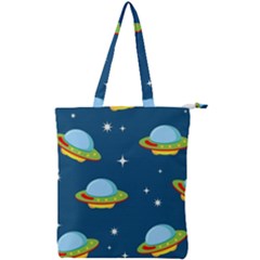 Seamless Pattern Ufo With Star Space Galaxy Background Double Zip Up Tote Bag by Bedest