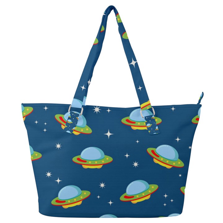 Seamless Pattern Ufo With Star Space Galaxy Background Full Print Shoulder Bag