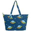 Seamless Pattern Ufo With Star Space Galaxy Background Full Print Shoulder Bag View2