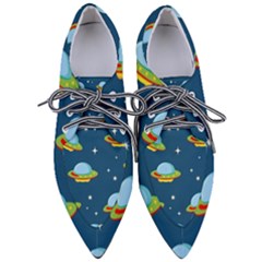 Seamless Pattern Ufo With Star Space Galaxy Background Pointed Oxford Shoes by Bedest