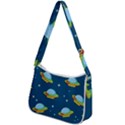 Seamless Pattern Ufo With Star Space Galaxy Background Zip Up Shoulder Bag View2