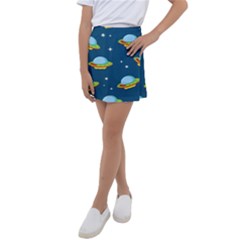 Seamless Pattern Ufo With Star Space Galaxy Background Kids  Tennis Skirt by Bedest