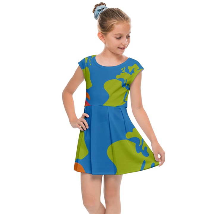 Spaceship Design Kids  Cap Sleeve Dress