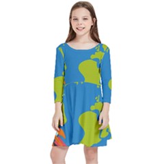 Spaceship Design Kids  Quarter Sleeve Skater Dress by Bedest