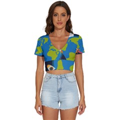 Spaceship Design V-neck Crop Top by Bedest