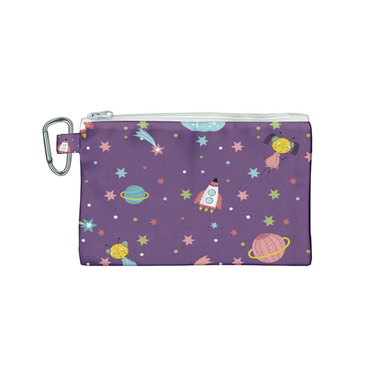 Space Travels Seamless Pattern Vector Cartoon Canvas Cosmetic Bag (Small)