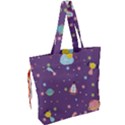 Space Travels Seamless Pattern Vector Cartoon Drawstring Tote Bag View2