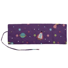 Space Travels Seamless Pattern Vector Cartoon Roll Up Canvas Pencil Holder (m) by Bedest