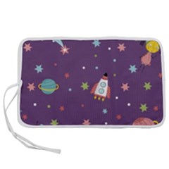 Space Travels Seamless Pattern Vector Cartoon Pen Storage Case (m) by Bedest