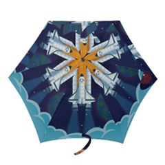 Spaceship Milkyway Galaxy Mini Folding Umbrellas by Bedest