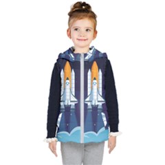 Spaceship Milkyway Galaxy Kids  Hooded Puffer Vest by Bedest