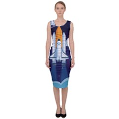 Spaceship Milkyway Galaxy Sleeveless Pencil Dress