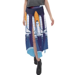 Spaceship Milkyway Galaxy Velour Split Maxi Skirt