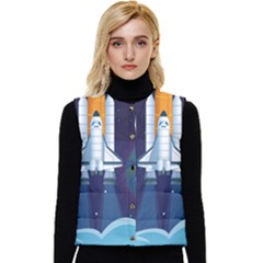 Spaceship Milkyway Galaxy Women s Button Up Puffer Vest by Bedest