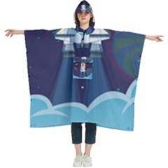 Spaceship Milkyway Galaxy Women s Hooded Rain Ponchos by Bedest