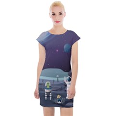 Alien Astronaut Scene Cap Sleeve Bodycon Dress by Bedest