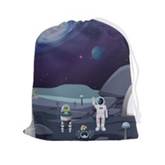 Alien Astronaut Scene Drawstring Pouch (2xl) by Bedest