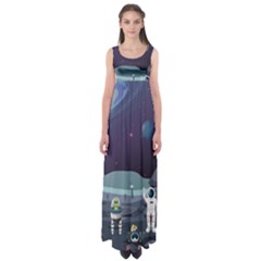 Alien Astronaut Scene Empire Waist Maxi Dress by Bedest