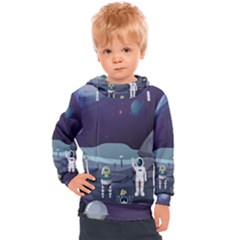 Alien Astronaut Scene Kids  Hooded Pullover by Bedest