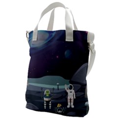 Alien Astronaut Scene Canvas Messenger Bag by Bedest