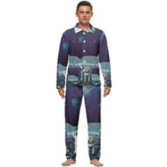 Alien Astronaut Scene Men s Long Sleeve Velvet Pocket Pajamas Set by Bedest