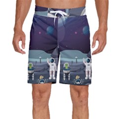 Alien Astronaut Scene Men s Beach Shorts by Bedest