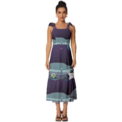 Alien Astronaut Scene Tie-strap Tiered Midi Chiffon Dress by Bedest