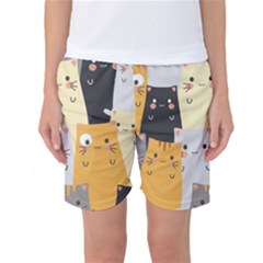 Seamless Pattern Cute Cat Cartoons Women s Basketball Shorts