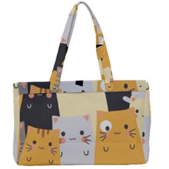 Seamless Pattern Cute Cat Cartoons Canvas Work Bag by Bedest