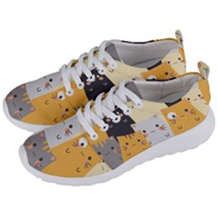 Seamless Pattern Cute Cat Cartoons Men s Lightweight Sports Shoes by Bedest