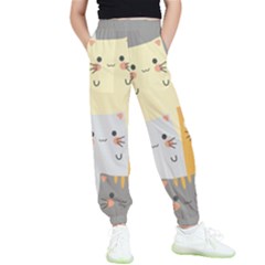 Seamless Pattern Cute Cat Cartoons Kids  Joggers by Bedest