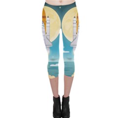 Space Exploration Illustration Capri Leggings  by Bedest