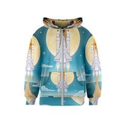 Space Exploration Illustration Kids  Zipper Hoodie by Bedest